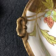 Five Antique Limoges Porcelain Berry Plates: Hand-Painted Gilbert, Gilded