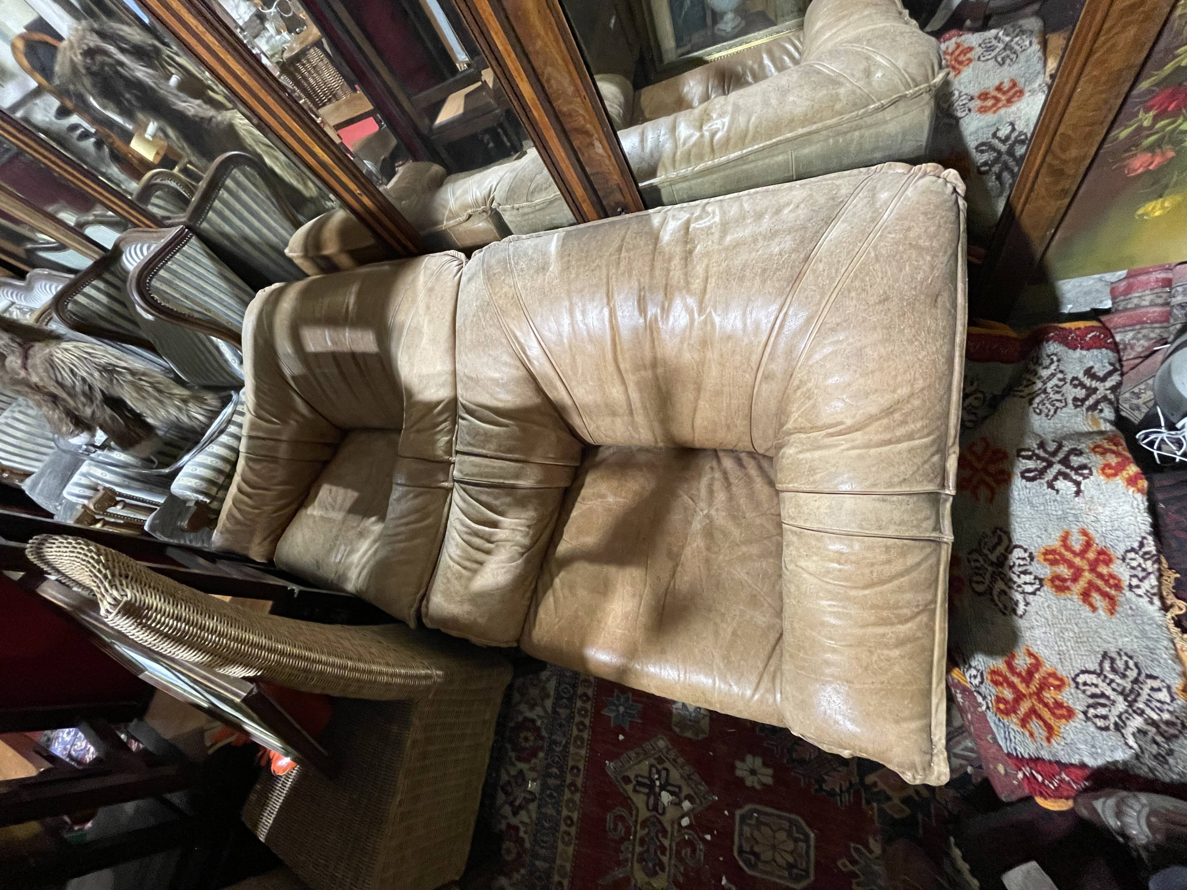 Pair of armchair heater leather havana 70"