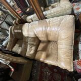 Paire de fauteuil chauffeuse cuir havane 70"