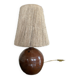 Vintage stoneware ball lamp and rope lampshade