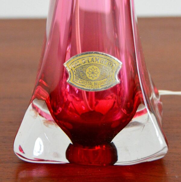 Lampe de table en cristal Val St-Lambert Belgique vintage 1960s
