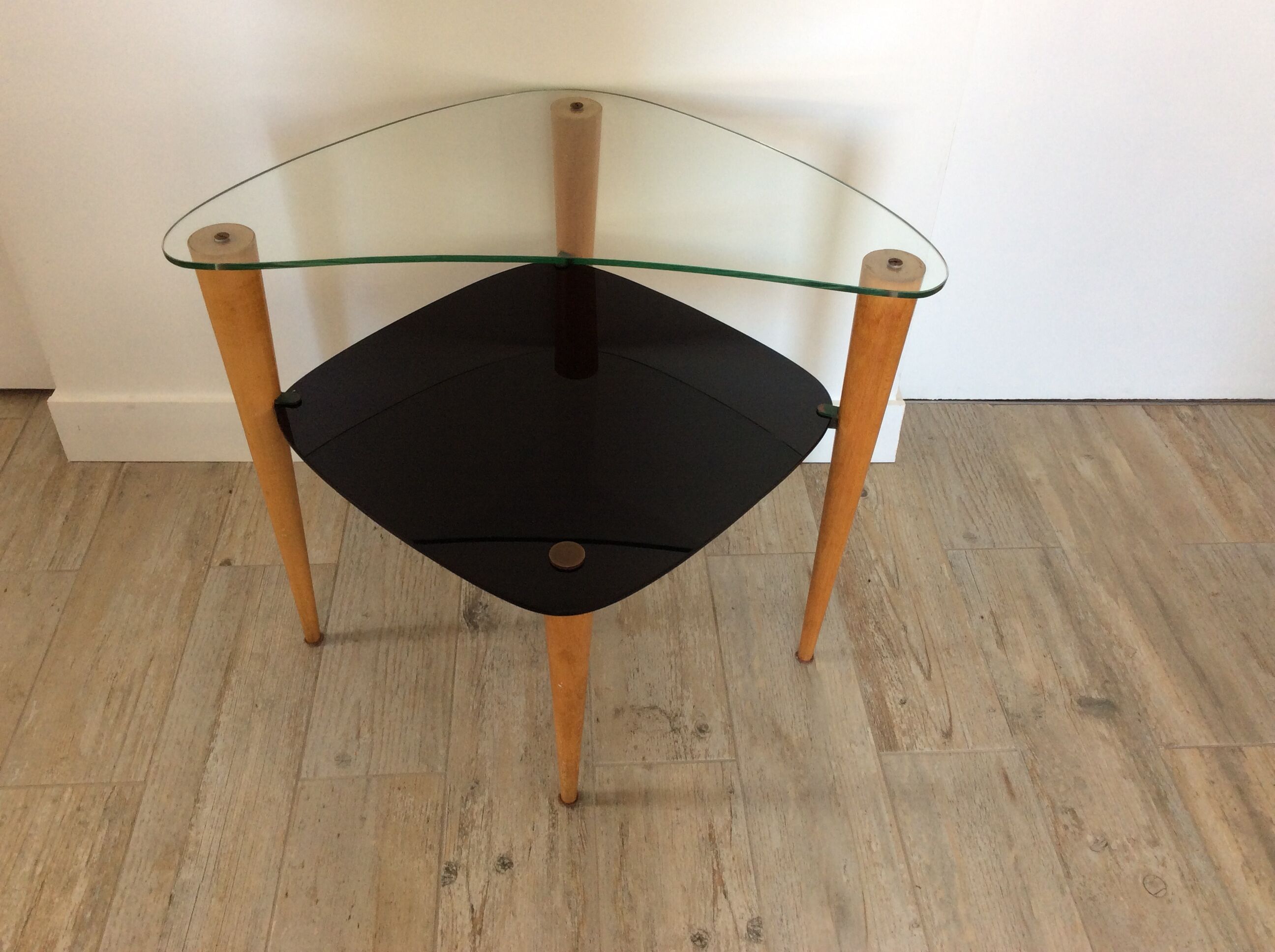 Small table from the 60s wood and glass