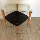 Small table from the 60s wood and glass