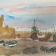 Jean Launois (1898-1942) Landscape of North Africa, A Port, Signed watercolour
