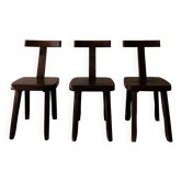 Set of 3 Vintage “T” Dining Chairs by Aranjou, France (c.1960s)