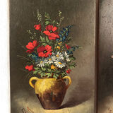 Pair of miniatures, oils on panel, bouquets of flowers