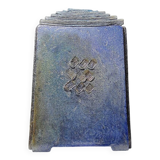 Large triangular raku box, handcrafted, signed, vintage 90s