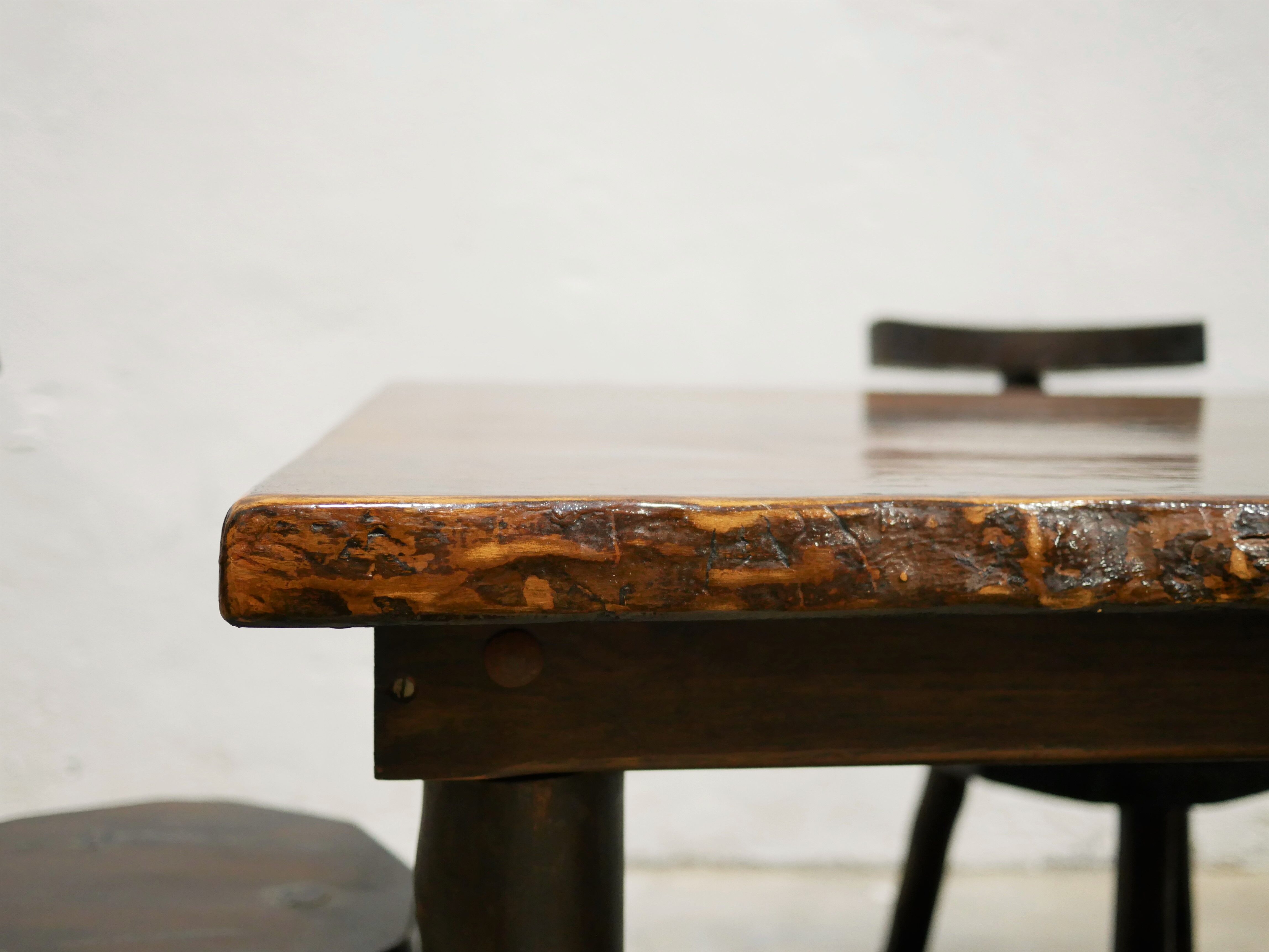 Dining table brutalist chairs in solid wood