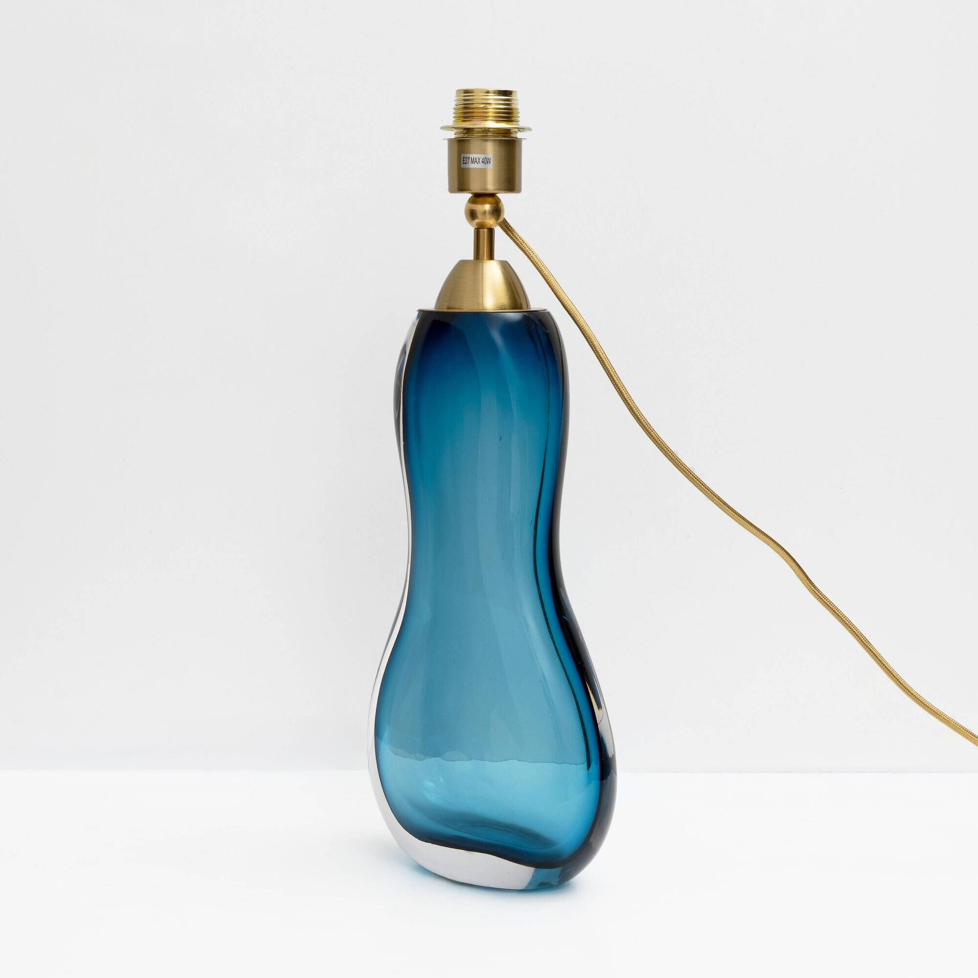 Pair of Italian Mid-Century Blue Murano Sommerso Glass Table Lamp