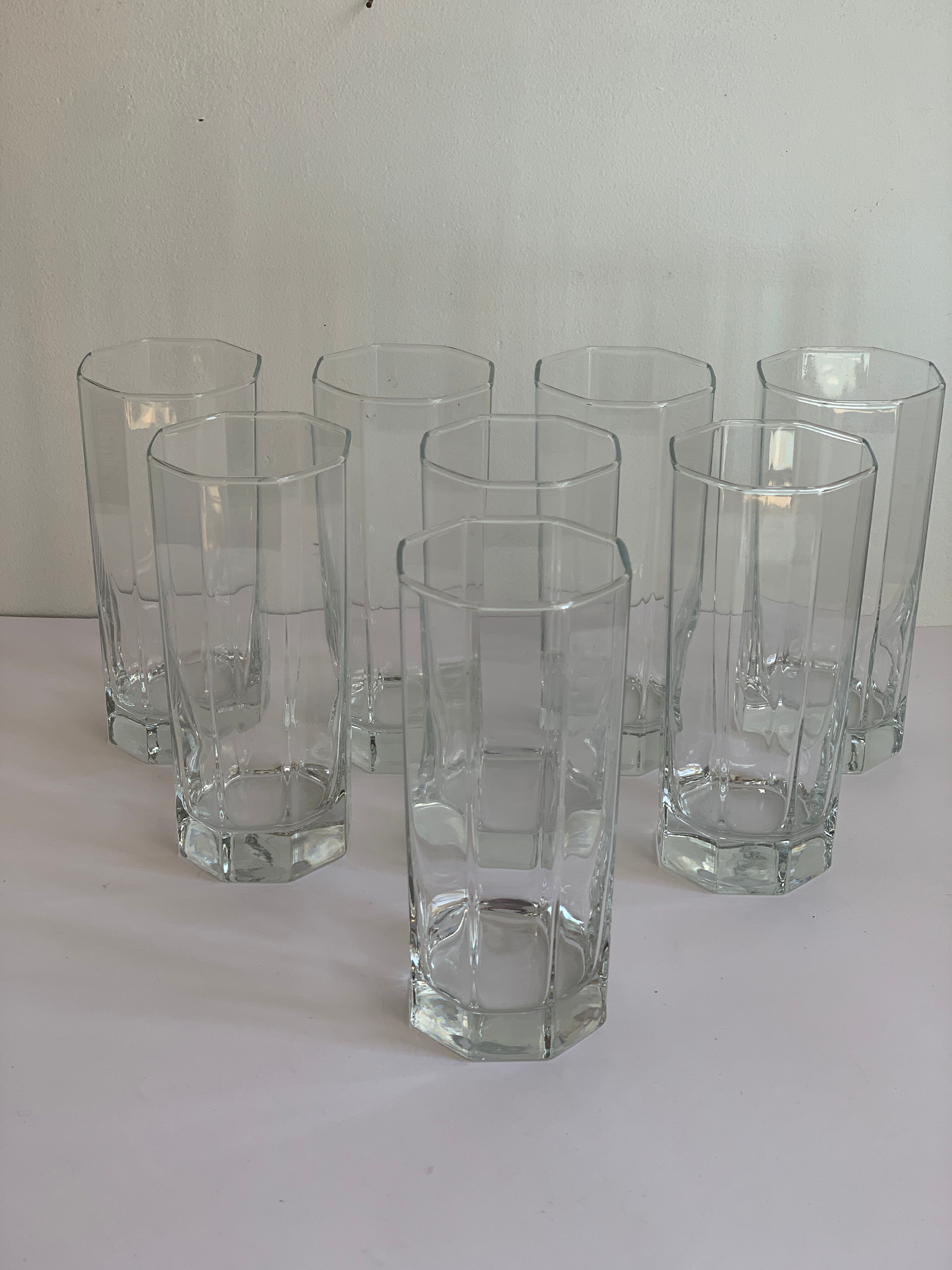 8 vintage lemonade glasses