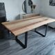 Black metal wood table