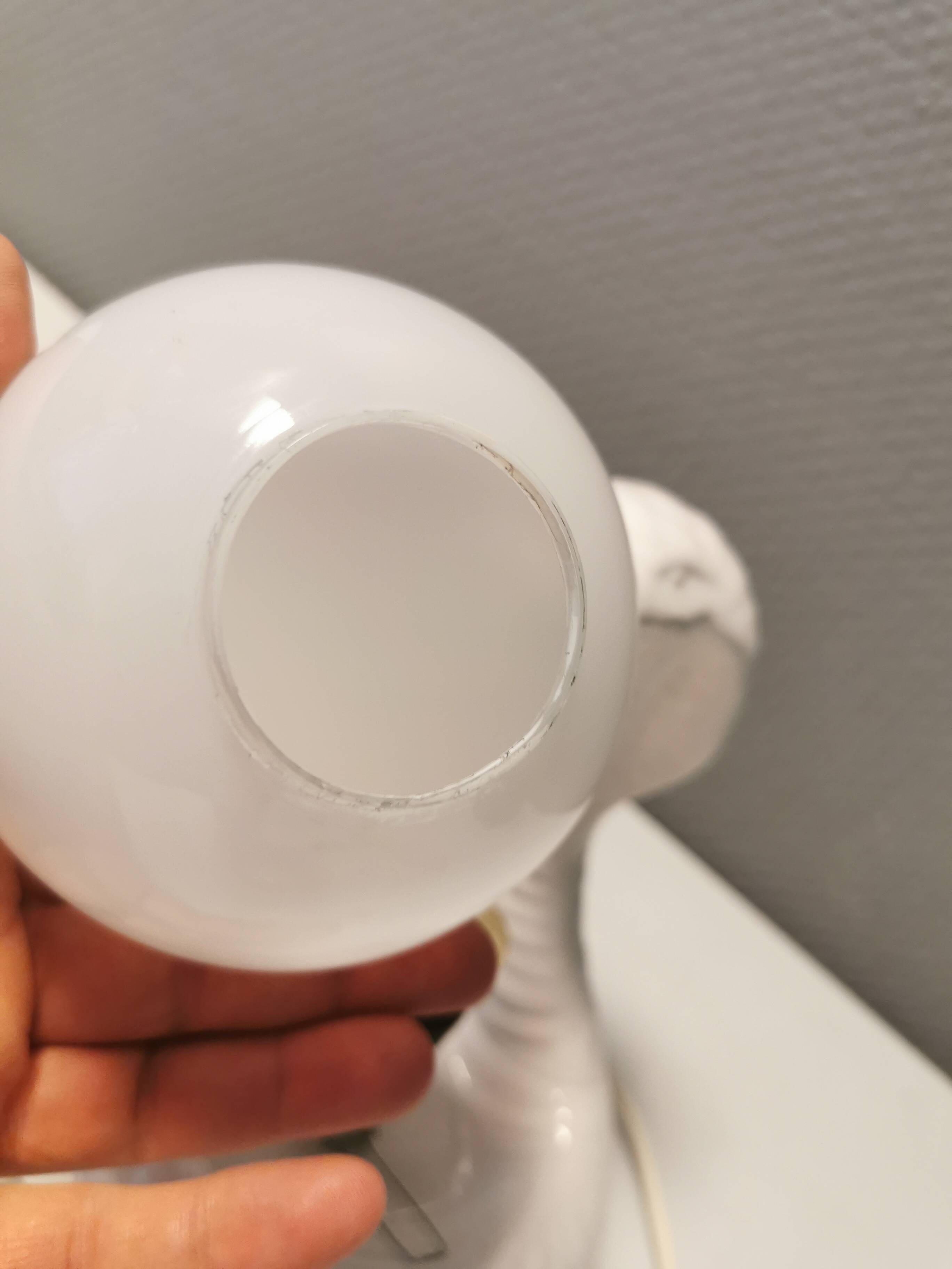 Beautiful vintage ceramic COBRA table lamp with thin milky white glass shade/dome. RAF Sweden 70-80s