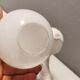 Beautiful vintage ceramic COBRA table lamp with thin milky white glass shade/dome. RAF Sweden 70-80s
