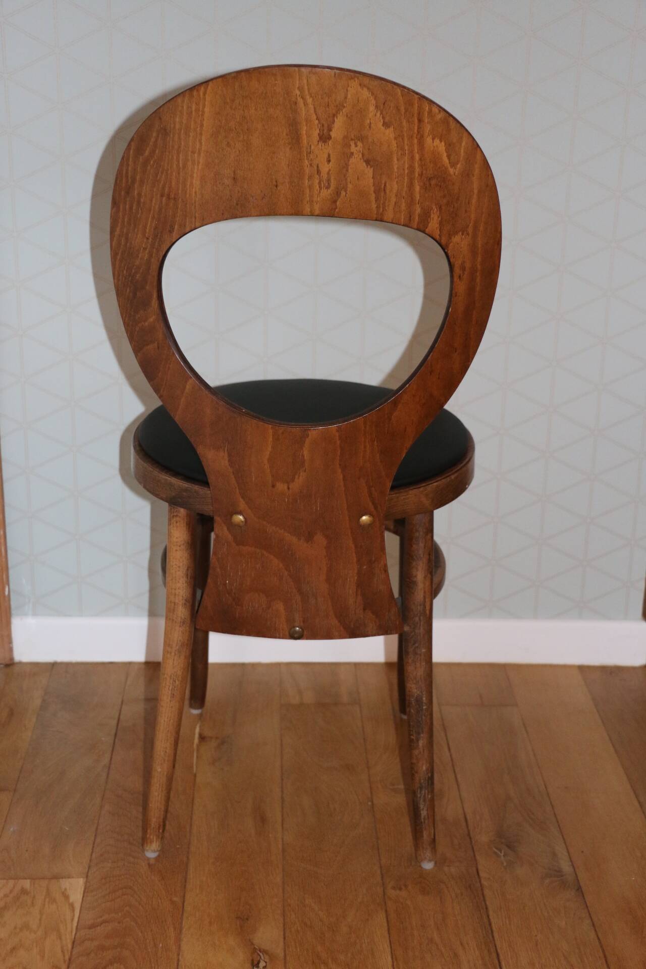 6 BAUMANN seagull chairs dark beech black skai