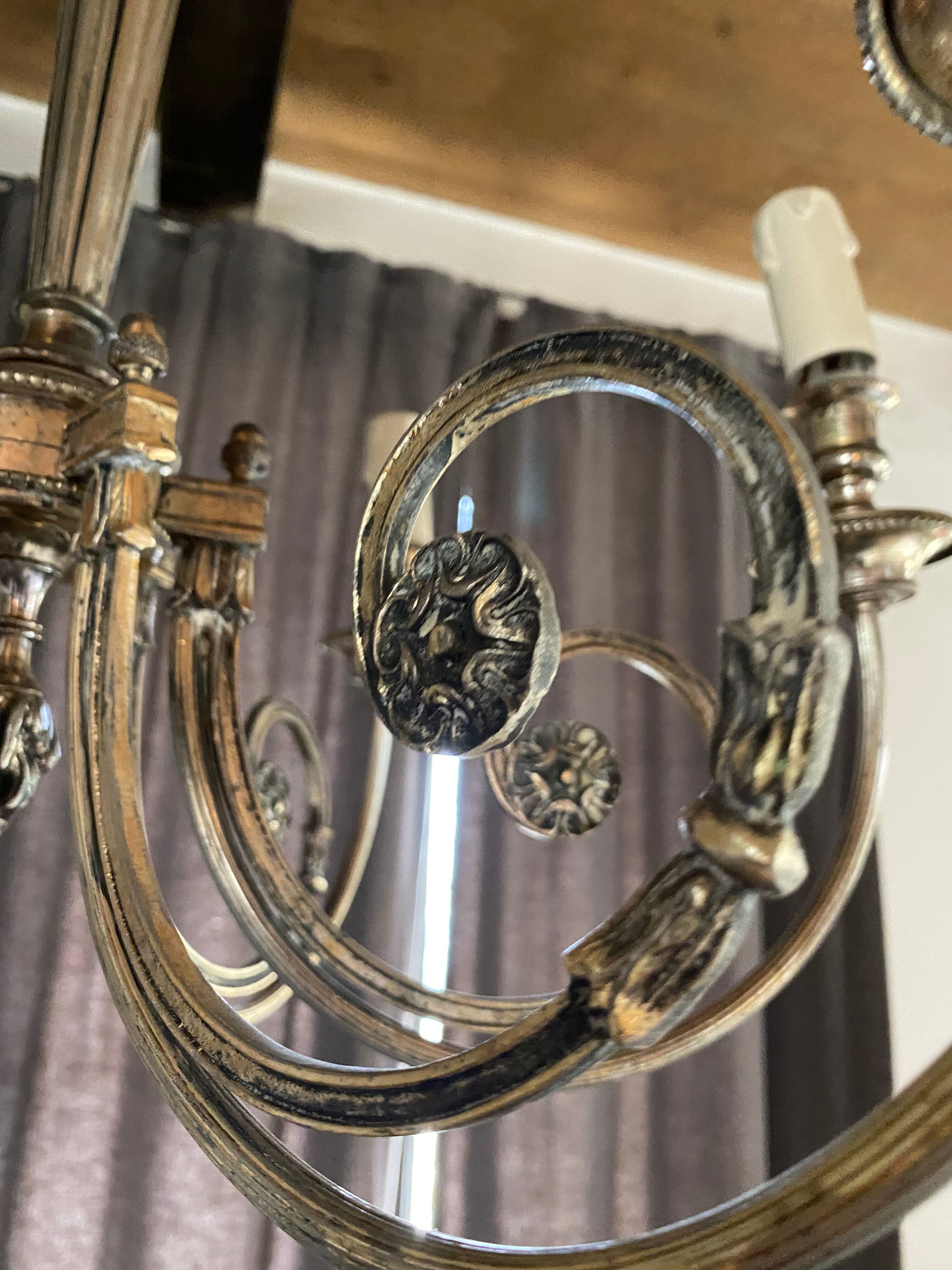 Neo-classical chandelier silver metal