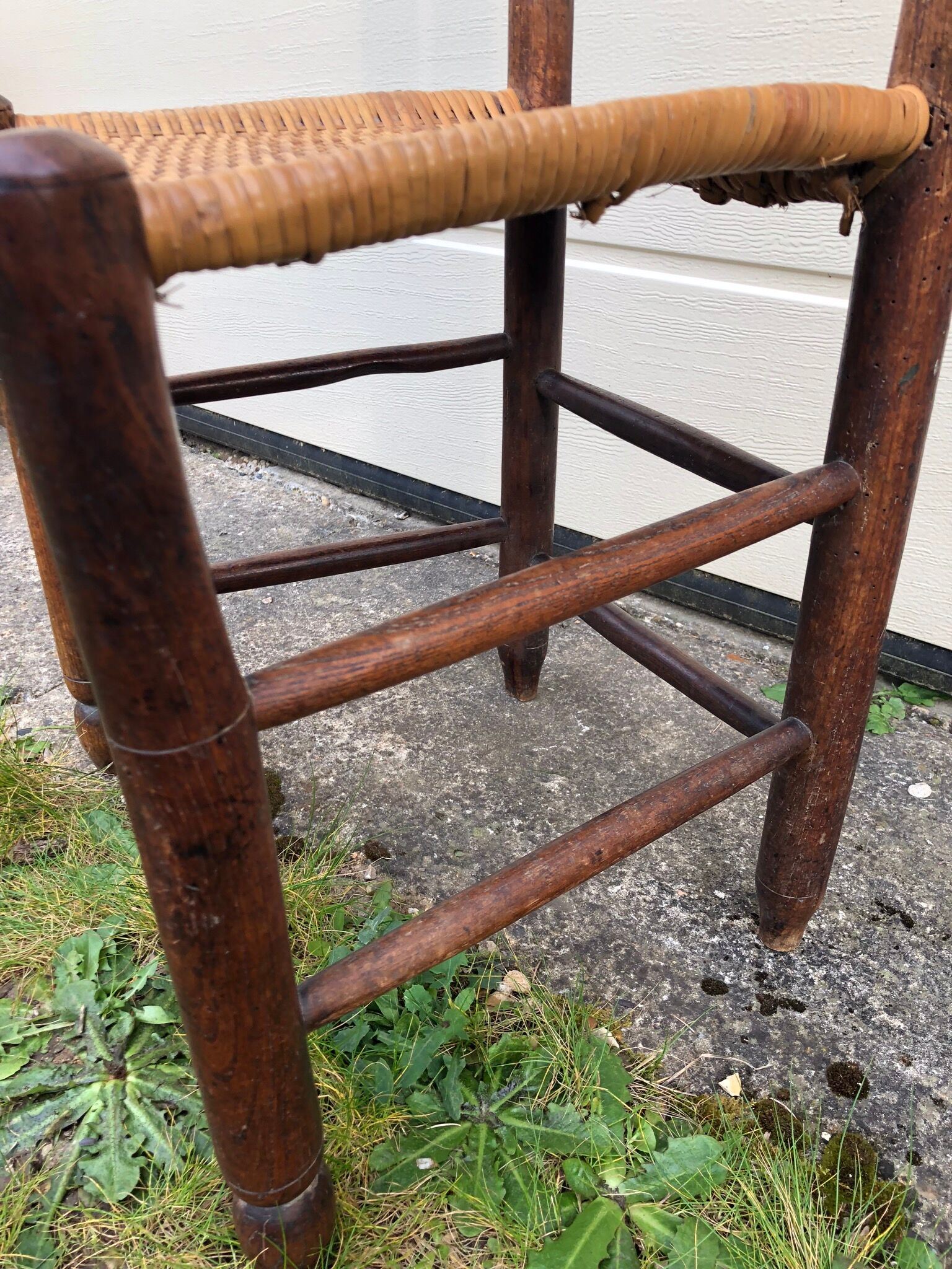 Small old chair wood and straw