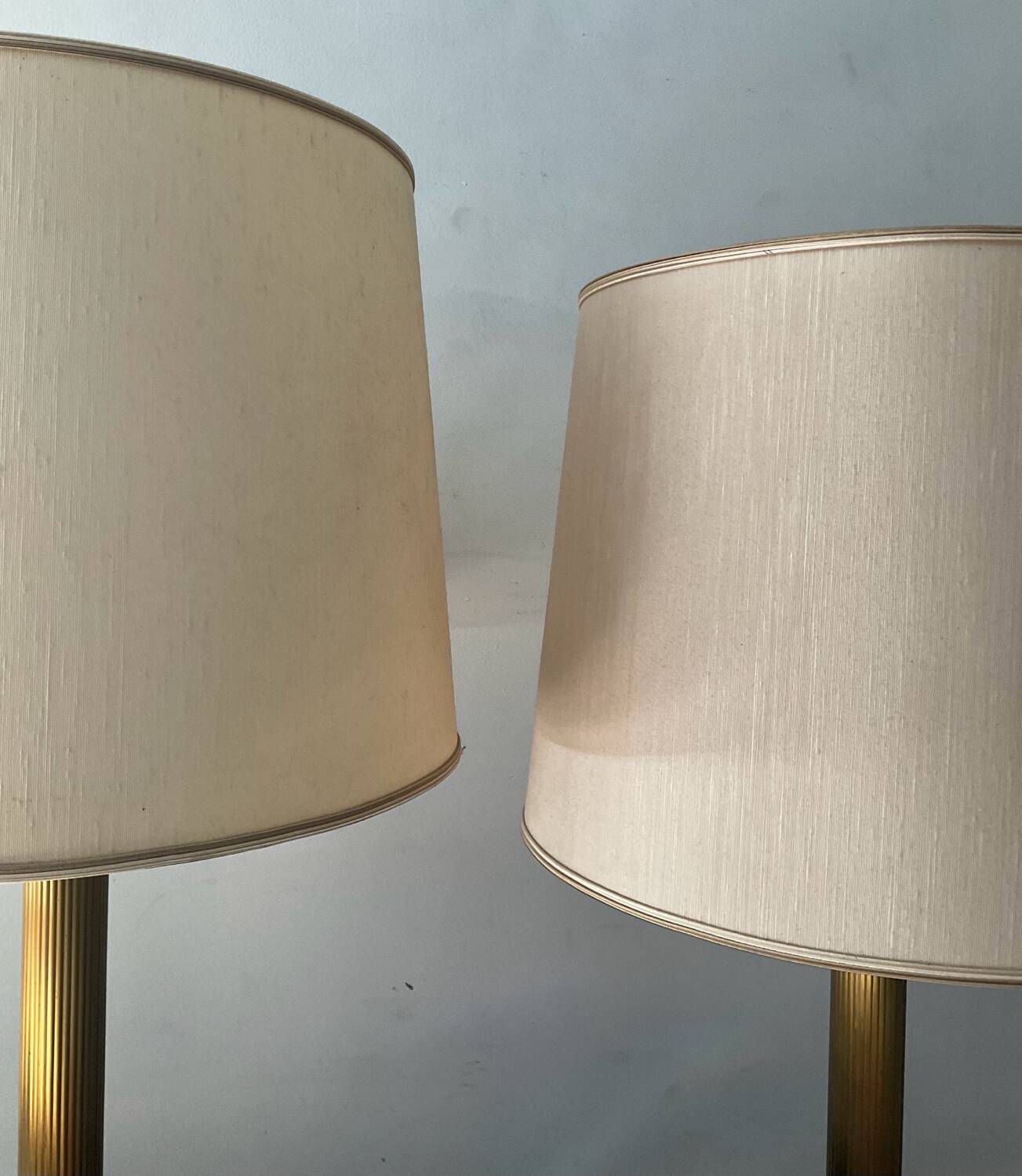 Pair of Empire style brass lamps