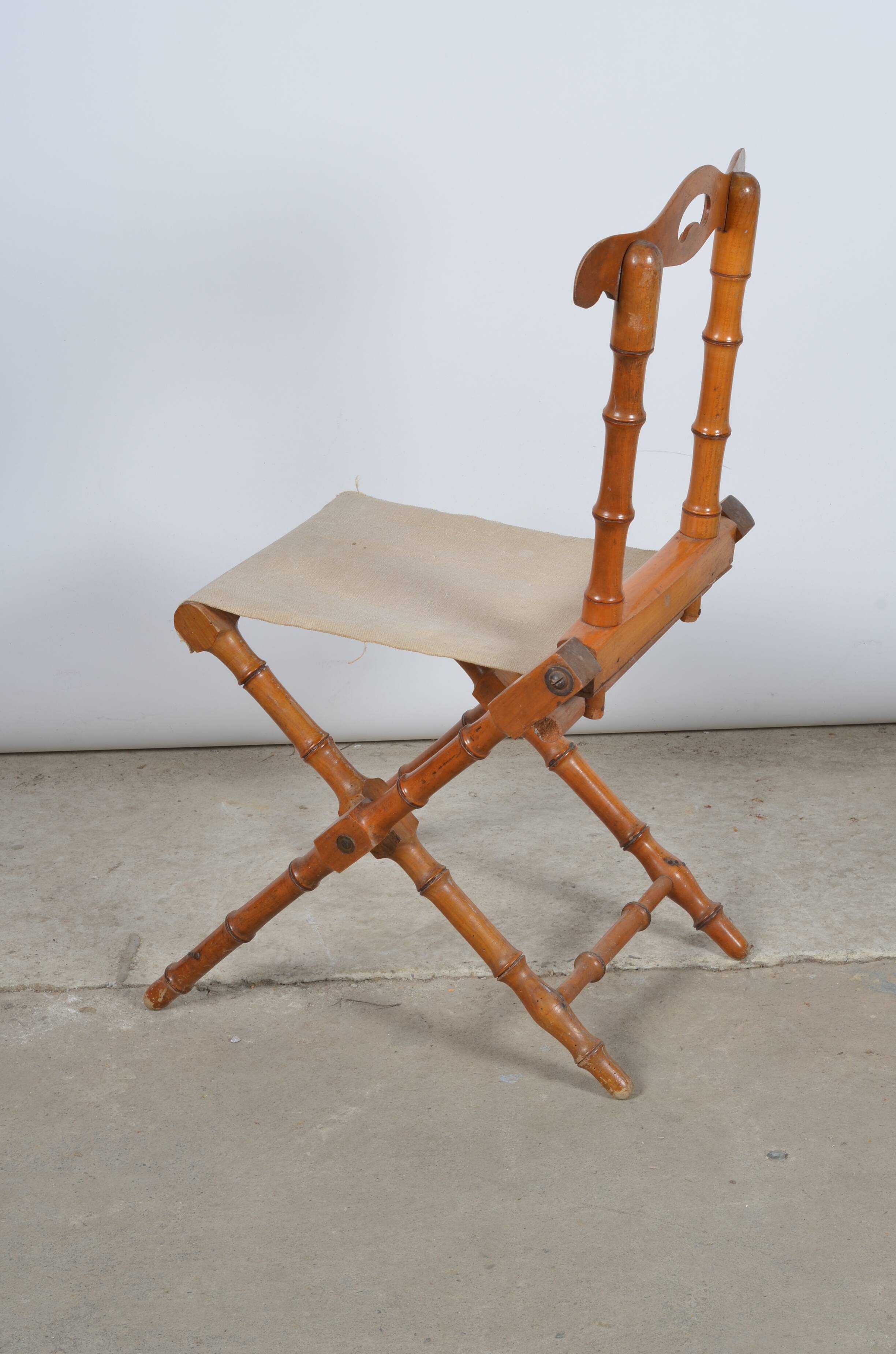 Folding wooden chair imitation bamboo