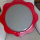 Round wall mirror 53 cm red/white vintage 1960s/70s