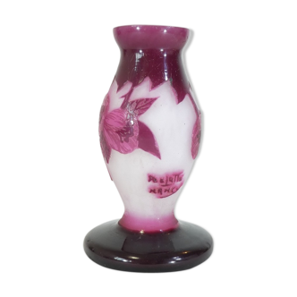 Vase ou pied de lampe Delatte Nancy en pate de verre 15 cm art nouveau