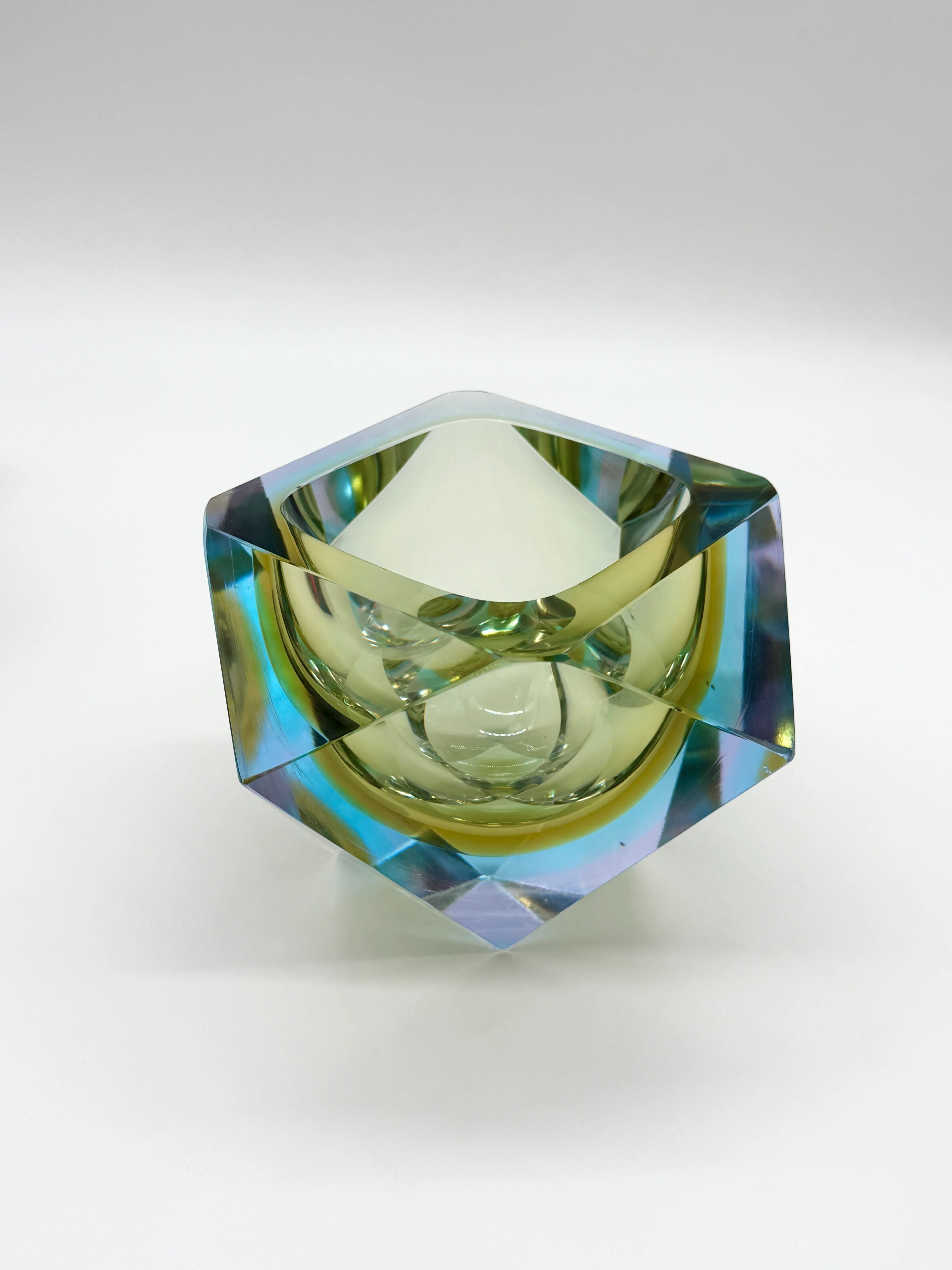 Large "Sommerso" ashtray in Murano glass, 1970s
