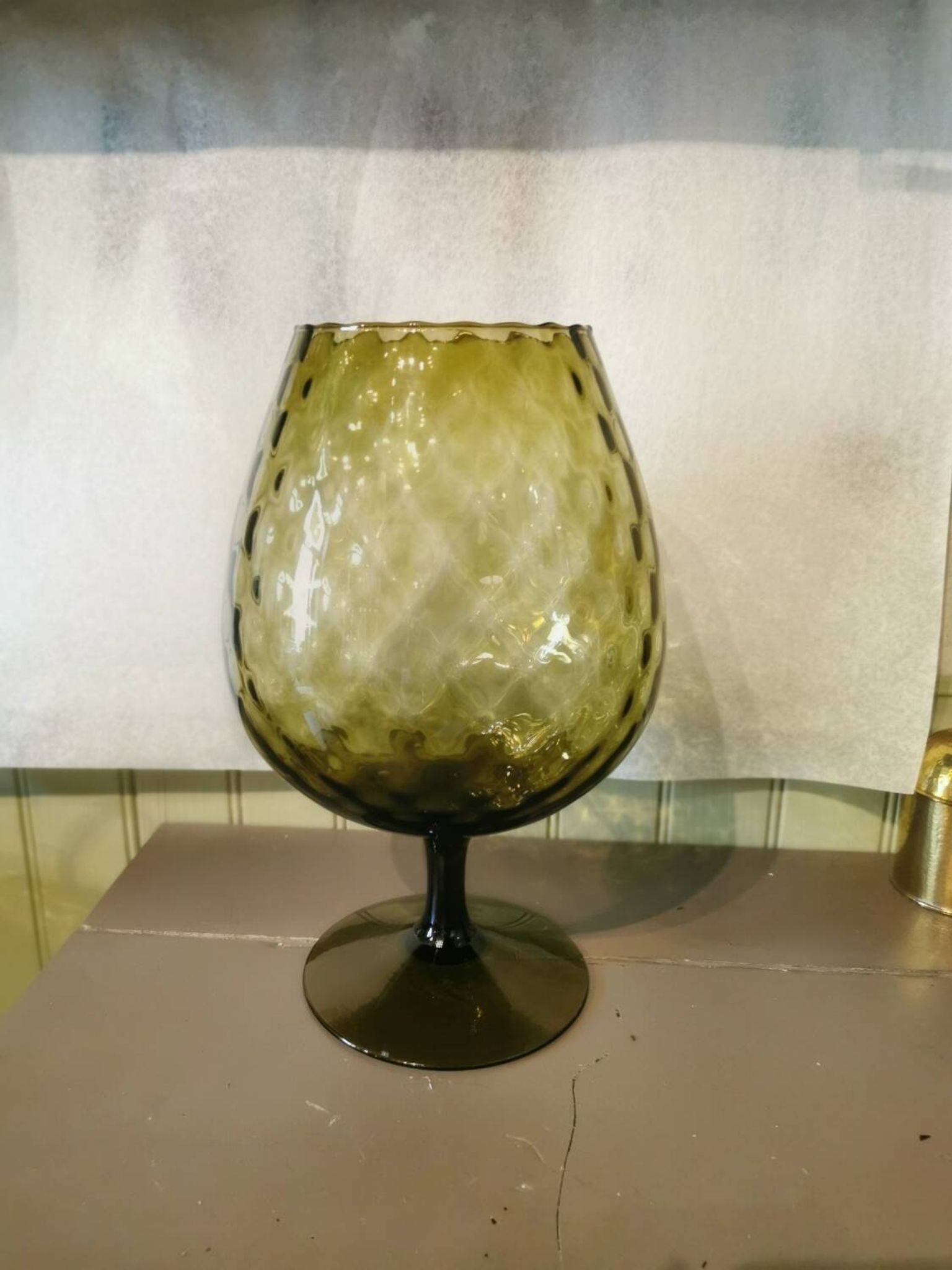 Vase tulipe vintage verre ambré