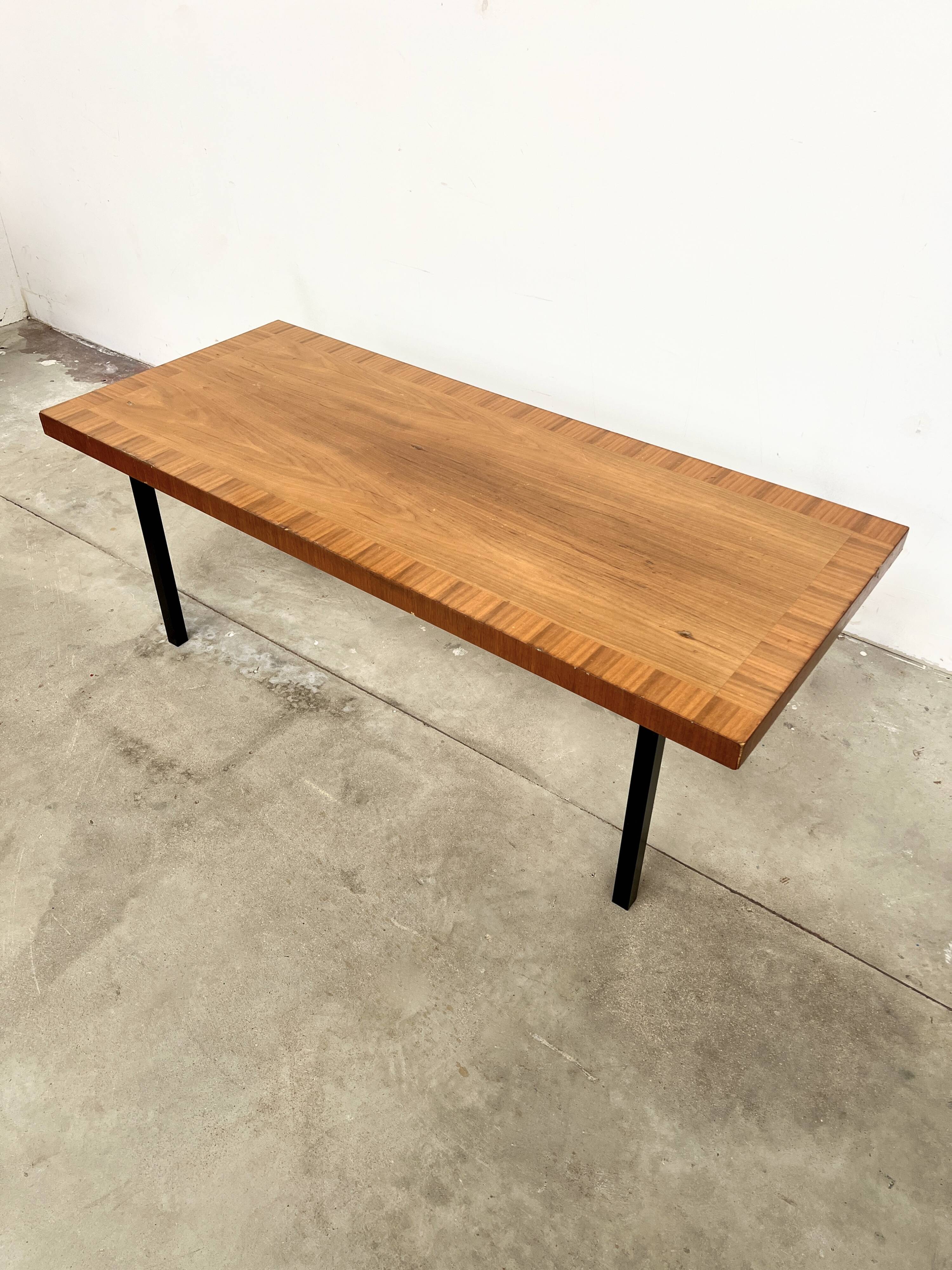 70s walnut marquetry coffee table