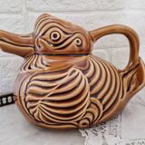 Pichet canard en barbotine Sarreguemines vintage