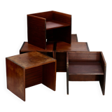 Set of 6 reversible bedside tables, 3 positions. Circa 1950