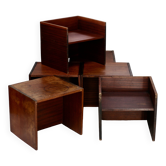 Set of 6 reversible bedside tables, 3 positions. Circa 1950