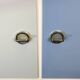 Kitchen cabinets, pastel blue and light gray, vintage from the 60s