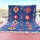 Berber rug 3x2M Thick wool deep blue & multicoloured Berber patterns