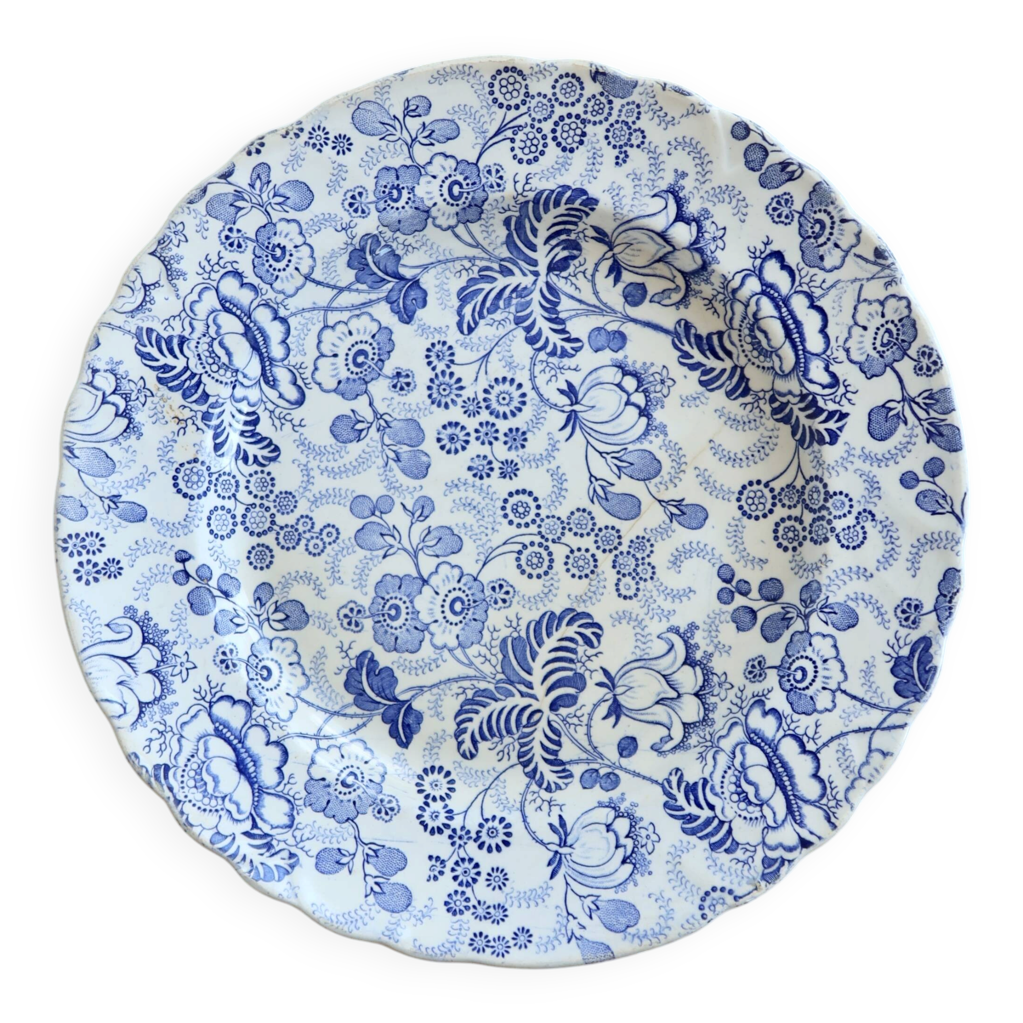 Antique plate Jules Vieillard Bordeaux – Opaque blue and white porcelain