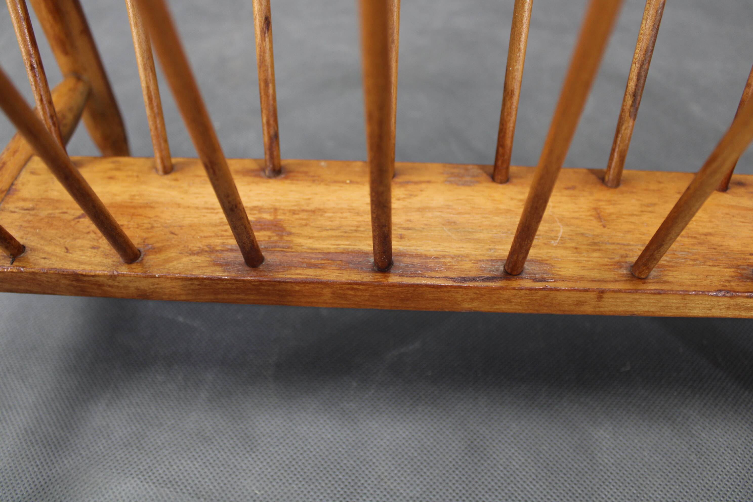 1960s uluv solid beech magazine stand, czechoslovakia