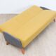 1950s streamline design sofa bed – Light yellow & grey mottled