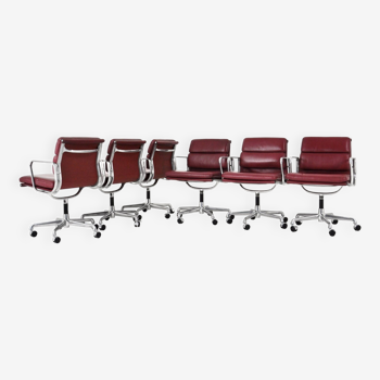 Set of 6 Soft Cushion Office Chairs by Charles & Ray Eames for ICF, 1970S