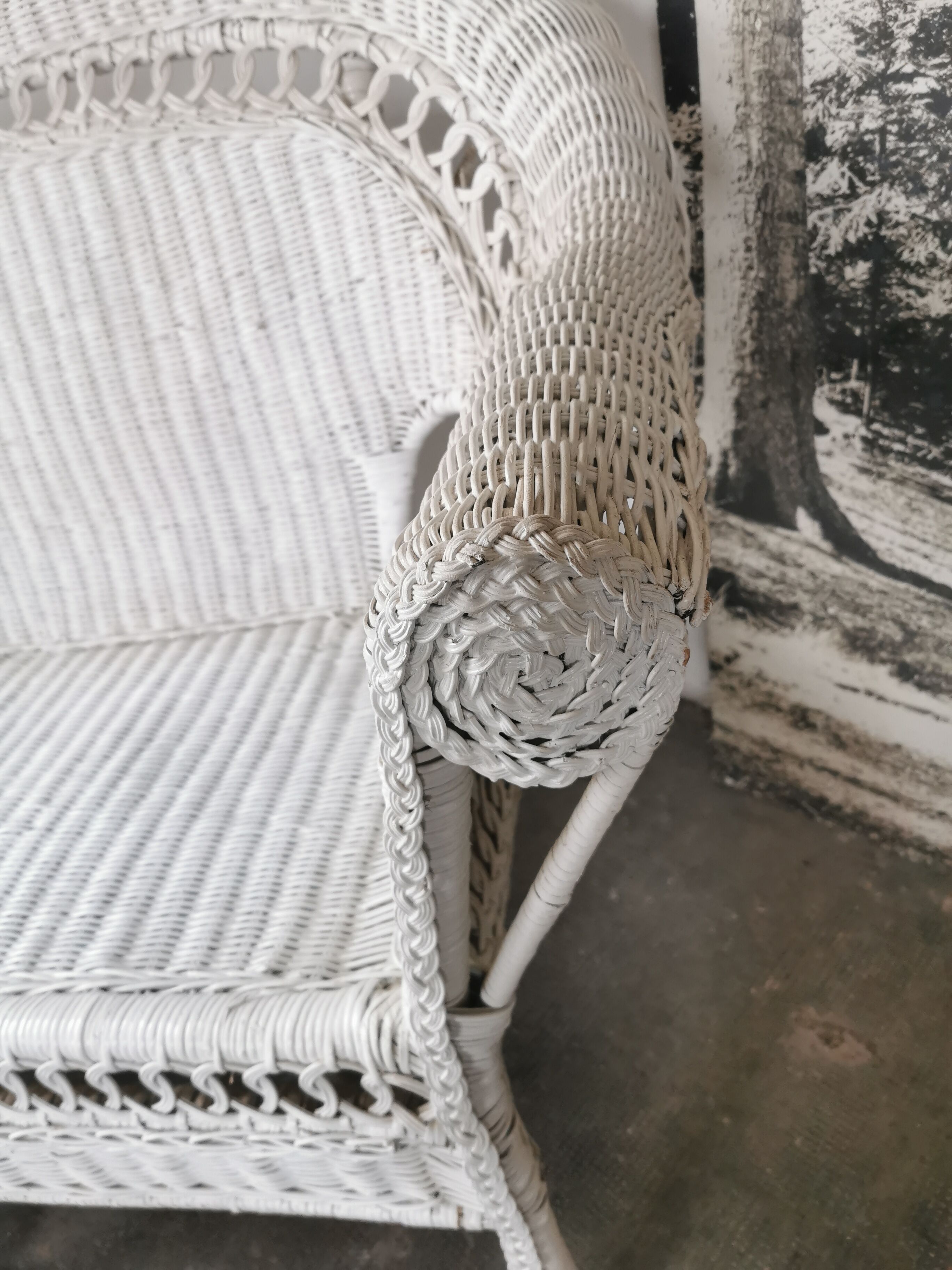 Banquette en rotin blanc