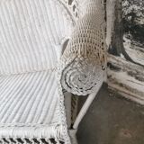 White rattan bench