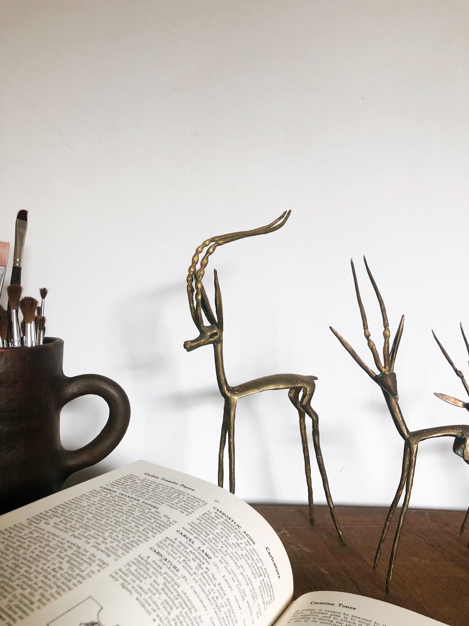 Set brass gazelles antelopes