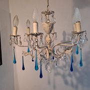 Vintage Italian Chandelier Murano Electric Blue