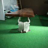 Walnut and stainless steel bench, 1980