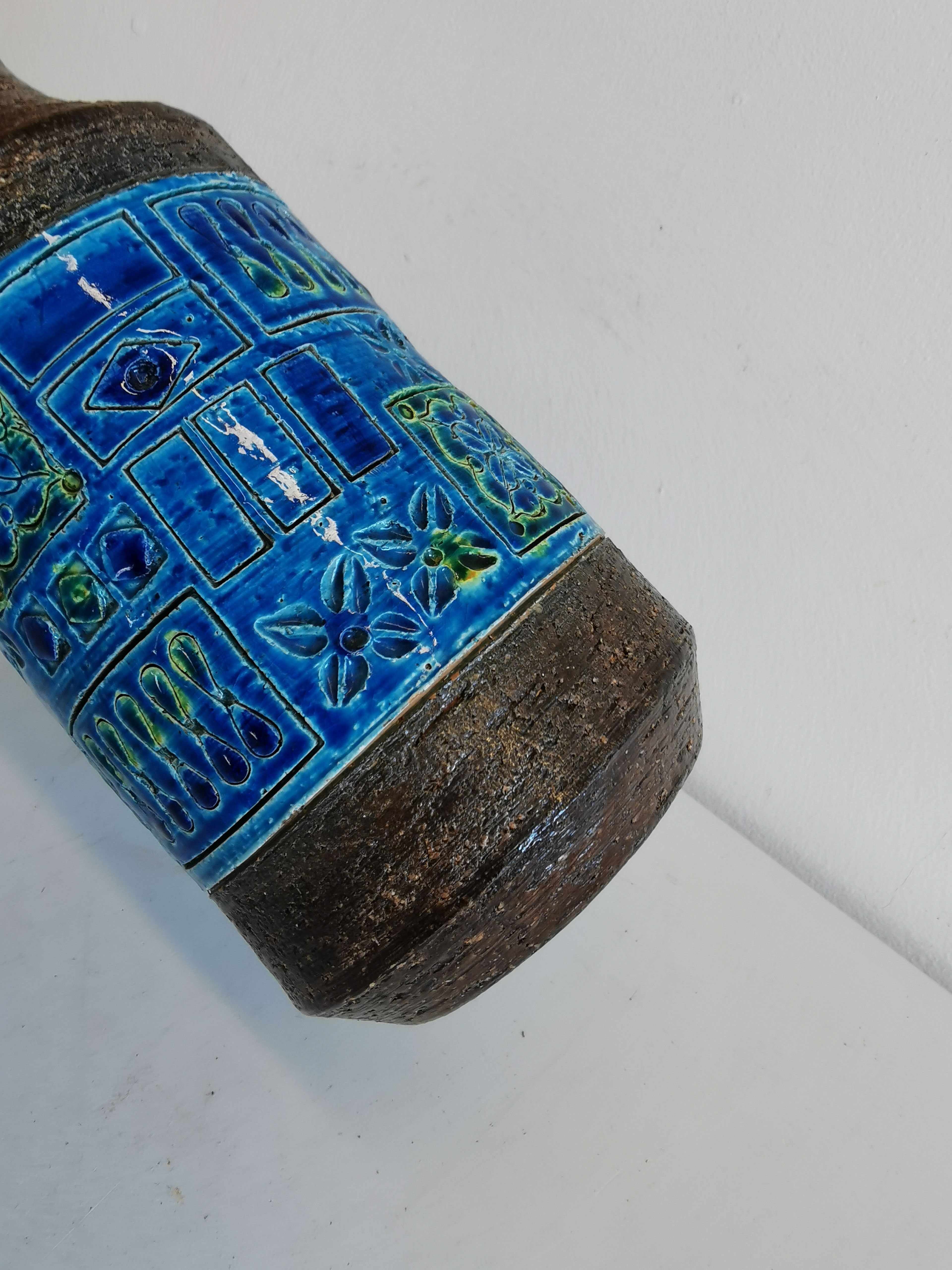 Bitossi lamp, in beautiful blue turquoise color, designed by Aldo Londi, Italy 1950-1960s