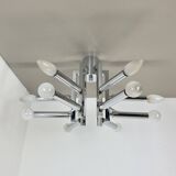 Modernist Huge chromed SPUTNIK Sciolari Style Ceiling Light, Italy, 1970s