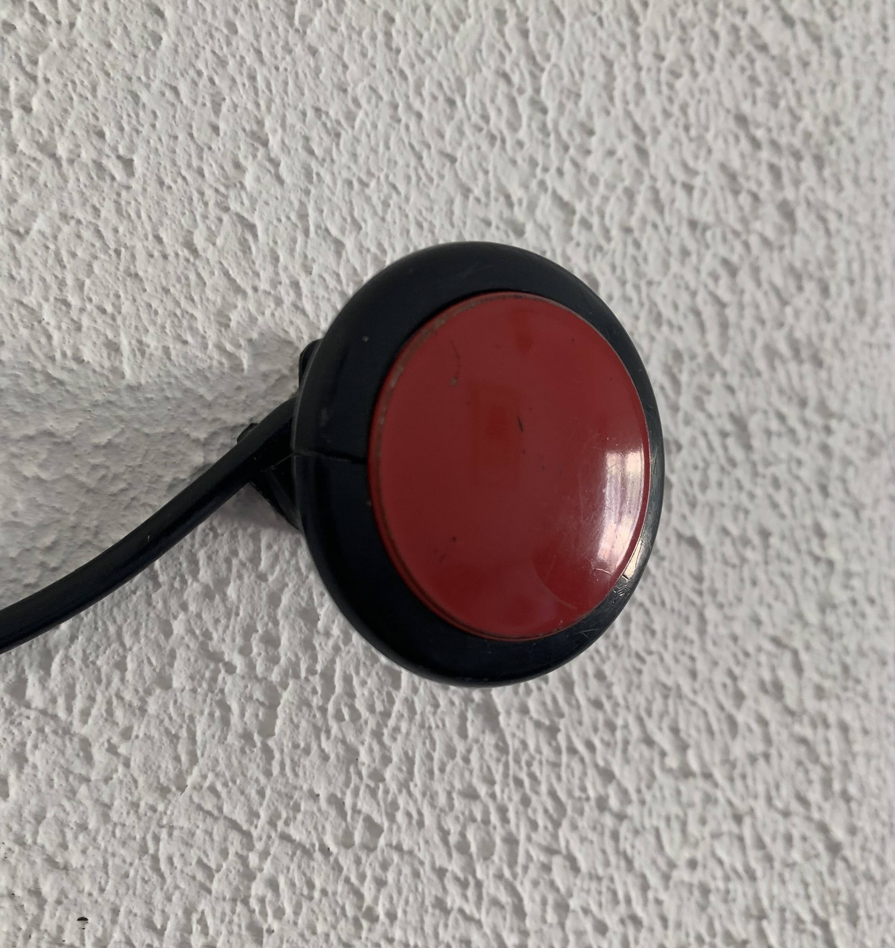 Vintage 1960s red and black coat rack with 3 wall hooks - 45 x 7 cm