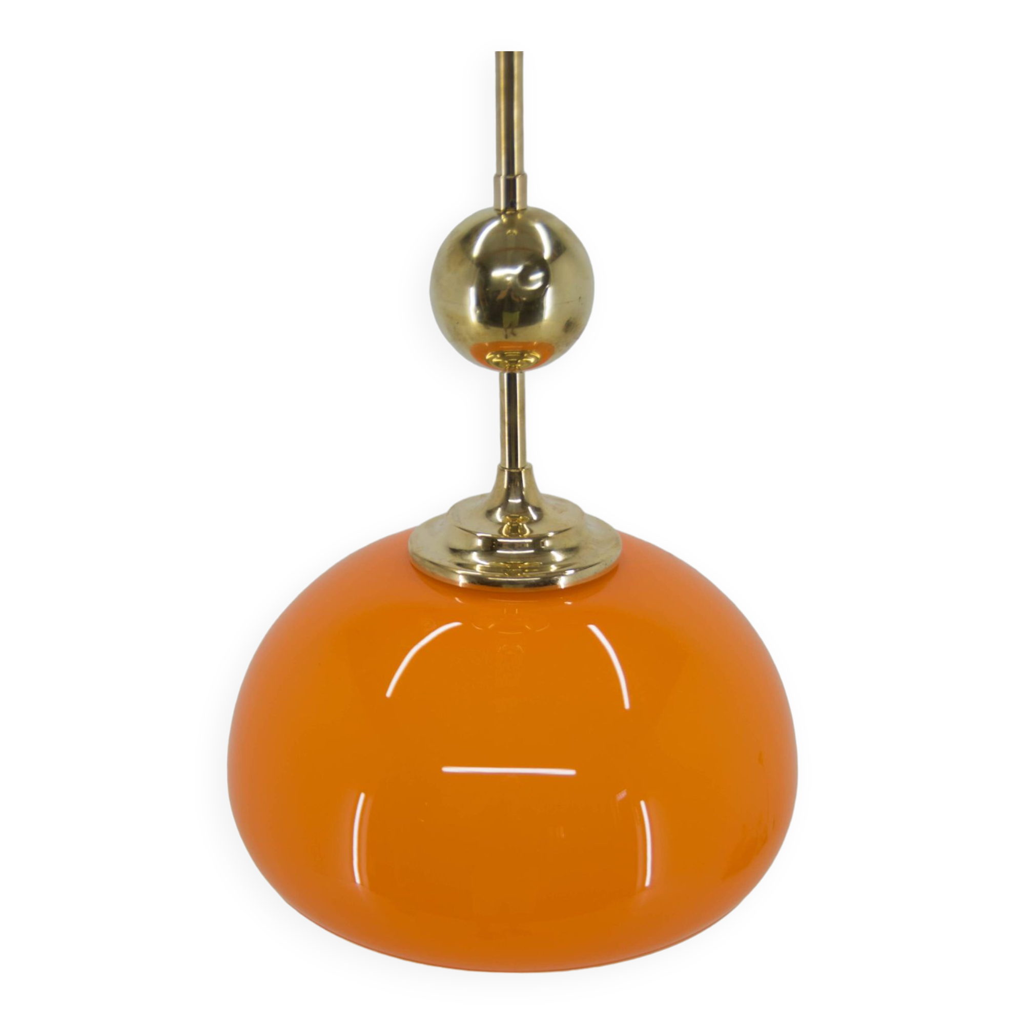Orange glass and brass pendant, 1980s, restored