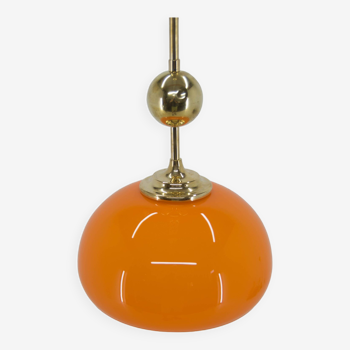 Orange glass and brass pendant, 1980s, restored