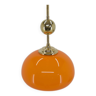 Orange glass and brass pendant, 1980s, restored