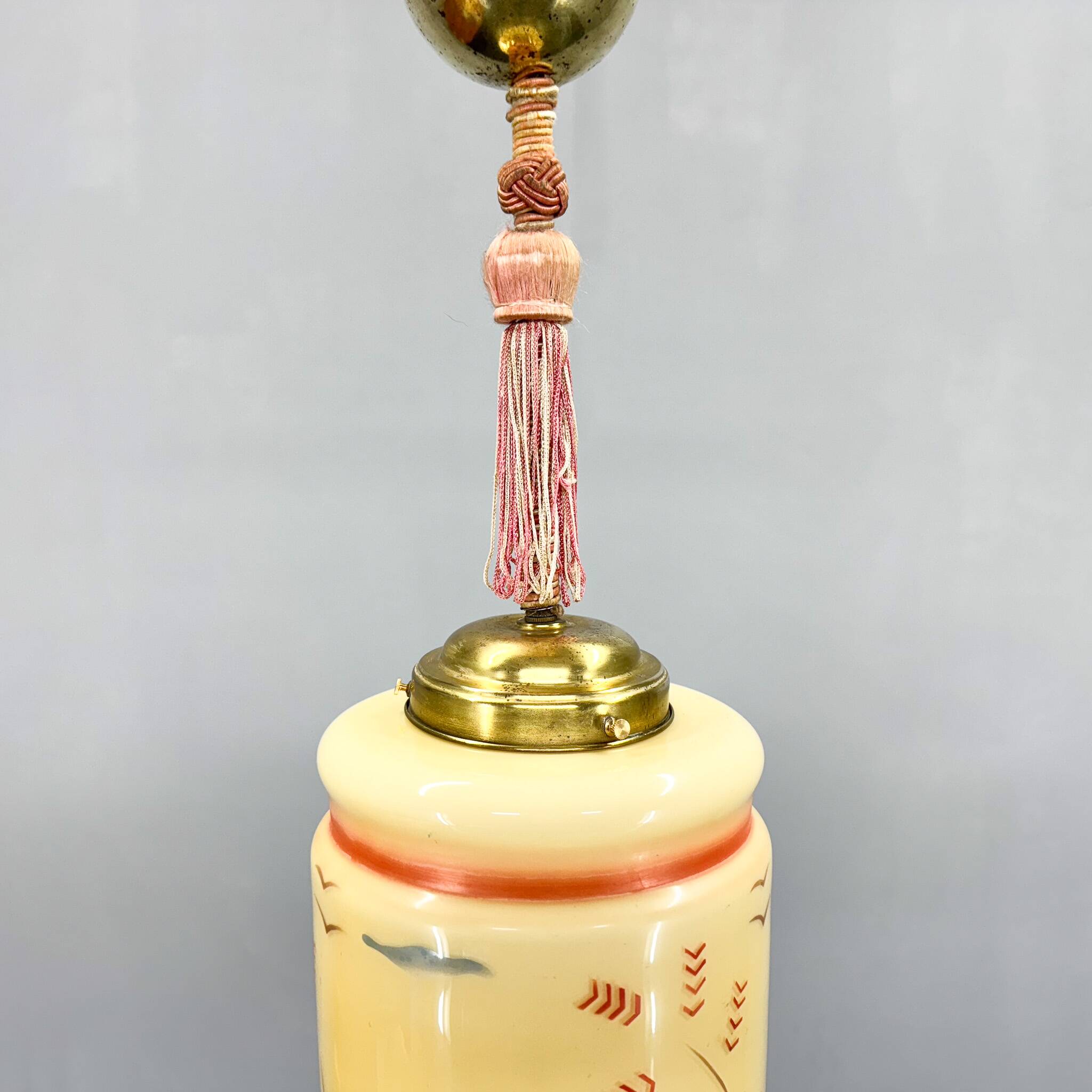 Suspension Art Déco peinte à la main, Allemagne, années 1920