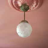 Art deco suspension, art deco molded glass ball suspension, ceiling lamp, ceiling lamp