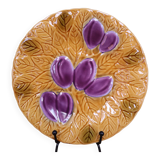 Salins barbotine earthenware dessert plate with plum decoration